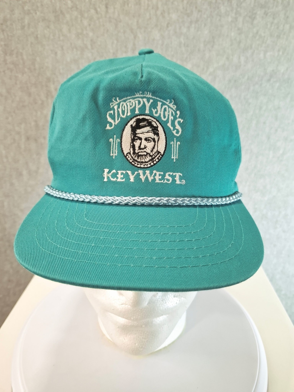 Vintage teal Sloppy Joe's Key West rope-trimmed baseball cap